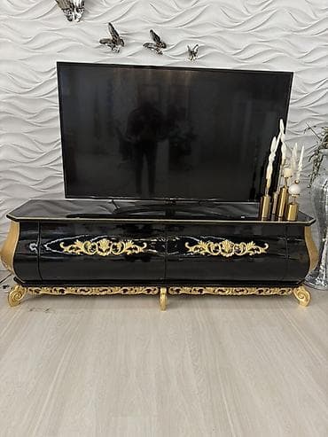 salon mebli: Düz TV altlığı, Polkalı, Taxtalı — 1