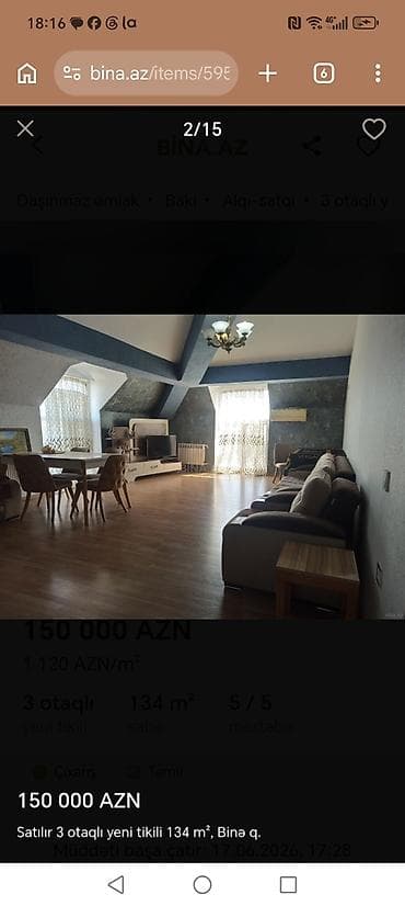 binə qəsəbəsində evlərin satışı: 3 otaqlı, Yeni tikili, 134 kv. m — 2