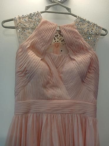 vecerni don: Şaftalı rəngində uzun ziyafət/libas - Model: Uzun, axıcı ətəkli — 1