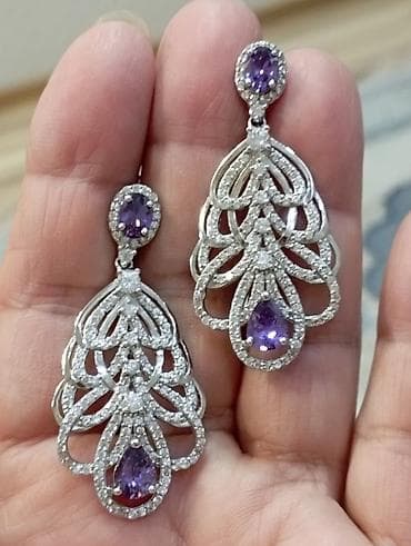 qizil satis: Bənövşəyi daşlı zərgərlik sırğaları – 3 fərqli model 1) Geniş açılan — 1