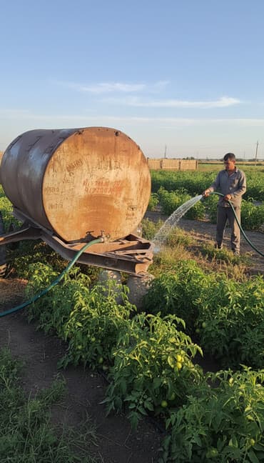 Lapetlər: Su sisternası qoşqu (traktor üçün) - İkioxlu qoşqu üzərində metal su — 1