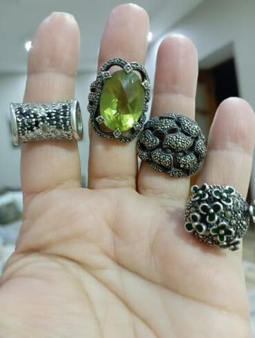 Opel: Qadın üzük dəsti - Material: gümüş tonlu metal, oksidlənmiş/antik — 1