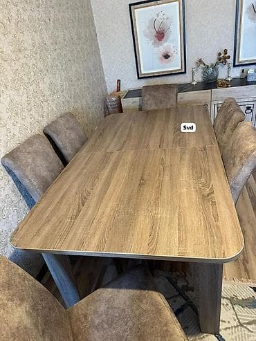 manikur stulu: Pərladan açılan masa 6 stulla 350 manat.Ela veziyyetdedir .Olcu Bağli — 1