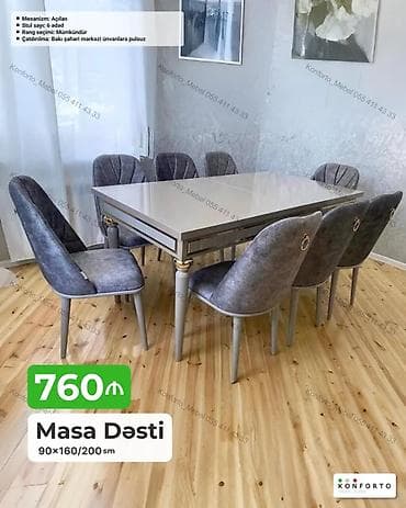 kohnə stul: Masa Dəsti – 90×160/200 sm - Masa mexanizmi: açılan (uzadıla bilən) - — 1