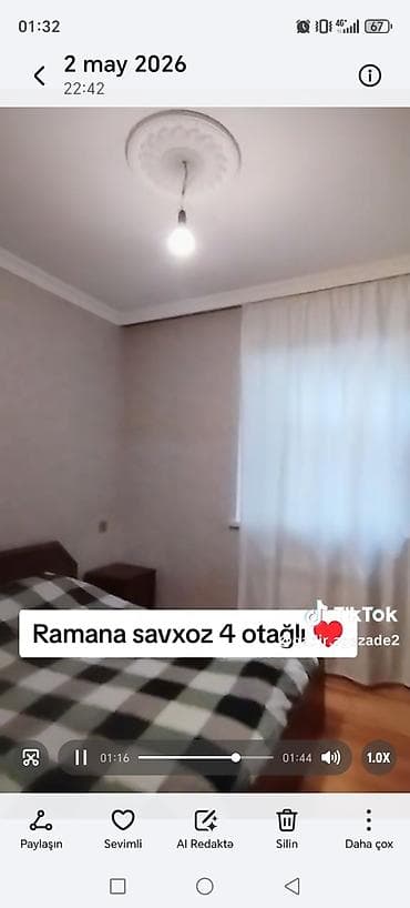 ramanada satilan bina evleri: Ramana sovxoz ərazisində 4 otaqlı mənzil/ev. Xüsusiyyətlər: - Geniş — 5