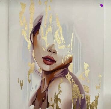 картина 70 на 100: Ketan uzerinde yagli boya ve potal ile chekilmiw resim eseri 50x70 sm — 1