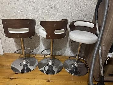 taburetka azerbaycanca: Mətbəx/bar taburetləri – 3 ədəd - Dizayn: ağ oturacaq və bel hissəsi — 4