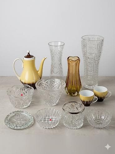 bal bidonu: Şüşə/kristal məmulatlardan ibarət dekorativ və süfrə dəsti (11 ədəd) — 2