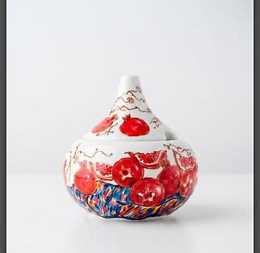 cay: Çay dəsti, rəng - Qırmızı, Farfor — 5