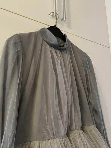 qabarıq ətəkli donlar: Boz rəngli tüllü maxi don S-M razmer 2defe geyinilib - Stil: romantik — 3