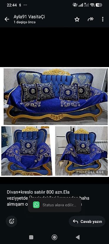 karacadan: Divan+kreslo satılır 800 azn.Ela veziyyetde.Üzerindekileri karacadan — 1