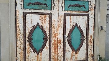 qapi darvaza: İşlənmiş Dəmir Həyət darvazası, Yana açılan, Mexaniki, Qapı ilə, rəng - Yaşıl, Kredit yoxdur — 2