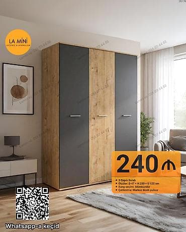 3 qapılı dolab – LA MİNİ dizaynı - Ölçülər: D 47 × H 200 × U 120 sm -