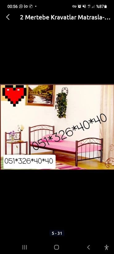 uwaq carpayisi: Yeni, İkinəfərlik çarpayı, Bazasız, Matras ilə, Siyirməsiz, Azərbaycan — 4