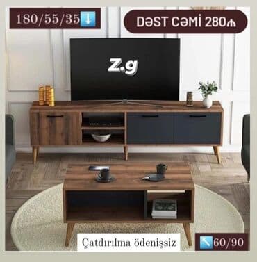 İki parçalı mebel dəsti – TV stendi və sehpə - Ümumi üslub: modern