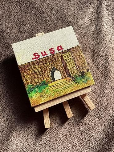 ev şəkili: Sürətli Çatdırılma PULSUZ “Şuşa” mini kətan, molbertlə Əl işi Hazır — 3