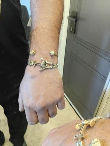 Çantalar: Kişi üçün dizayn qolbaqlar dəsti - Material: metal ərintisi, qızılı — 5