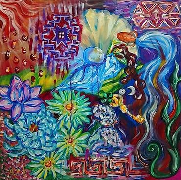 "Simvolların Rəqsi" rəsm əsəri – orijinal akril kətan üzərində - — 1
