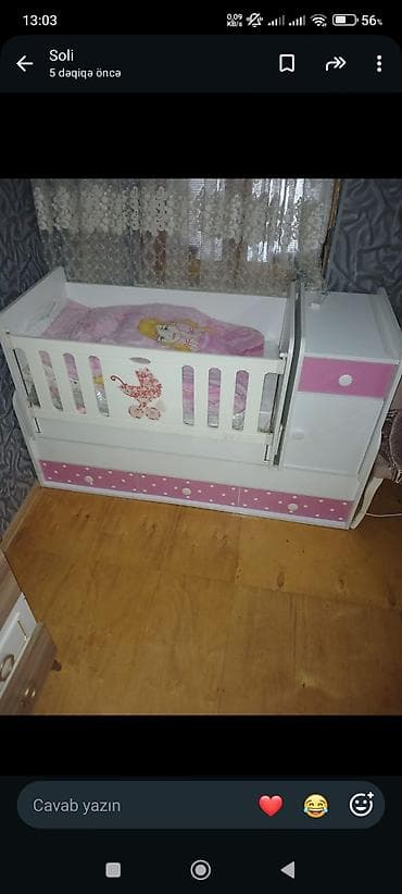 komodlar: Uşaq beşiyi – çarpayı və komod bölməli model - Material: ağ rəngli — 1