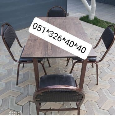 Masa və oturacaq dəstləri: Qonaq otağı üçün, Yeni, Dördbucaq masa, 4 stul — 4