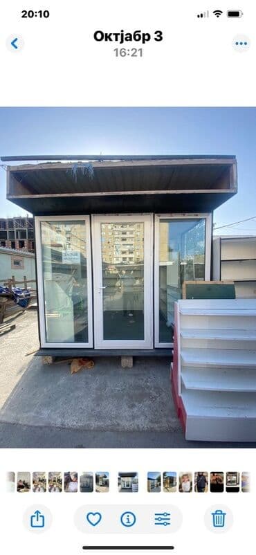 Satış üçün vitrinli kiosk/pavilon - Ön hissəsi tam şüşəli, iki geniş