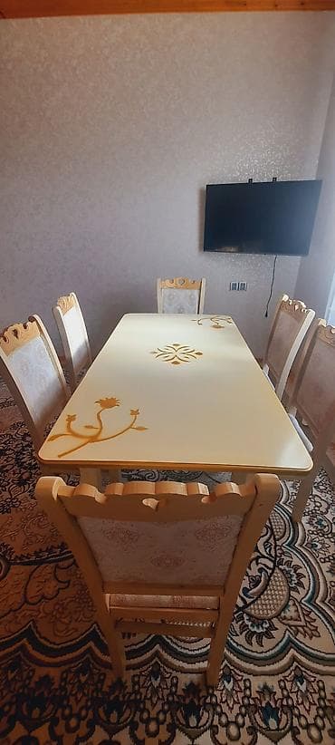 soba mebel ici: Qonaq otağı üçün, Açılmayan, Dördbucaq masa, 6 stul — 1