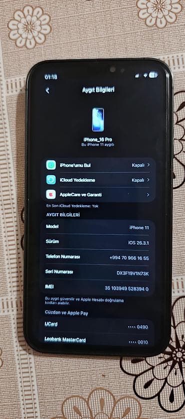 IPhone 11, 128 GB, Qara, Face ID