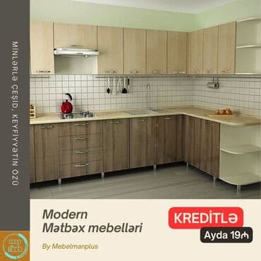 metbex mebeli gence: Sifarişlə mətbəx dəsti, Mat laminat, Kredit var, Pulsuz çatdırılma — 15