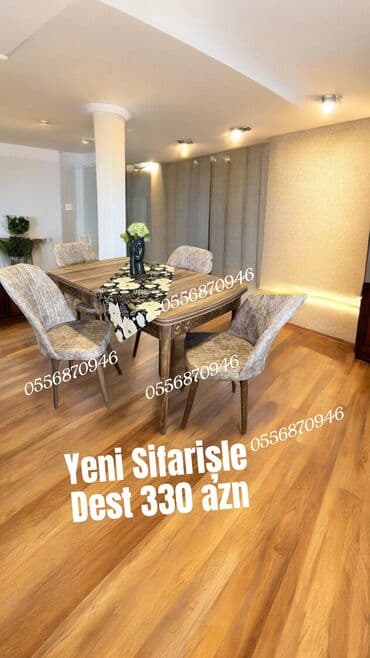 Kabrolar: Mətbəx üçün, Yeni, Açılmayan, Dördbucaq masa, 4 stul — 3