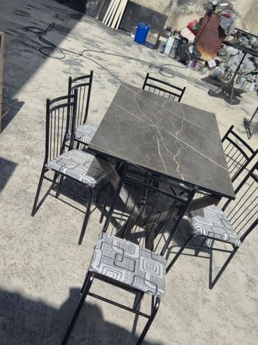 стол для маникюра: Qonaq otağı üçün, Yeni, Açılmayan, Dördbucaq masa, 6 stul — 3