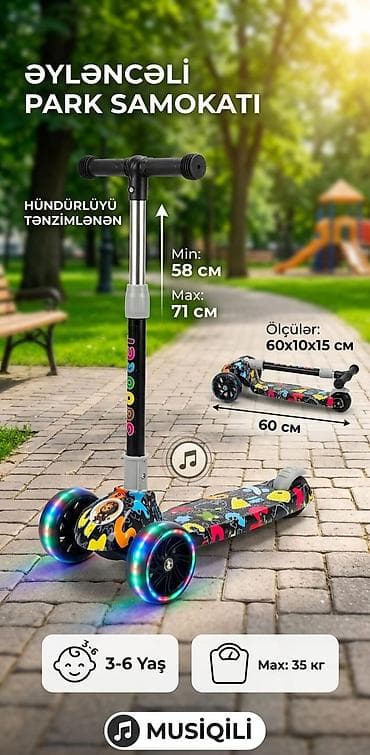 sukan oyunu: Uşaq samokatı – musiqili və RGB işıqlı - Yaş qrupu: 3–6 yaş - — 3