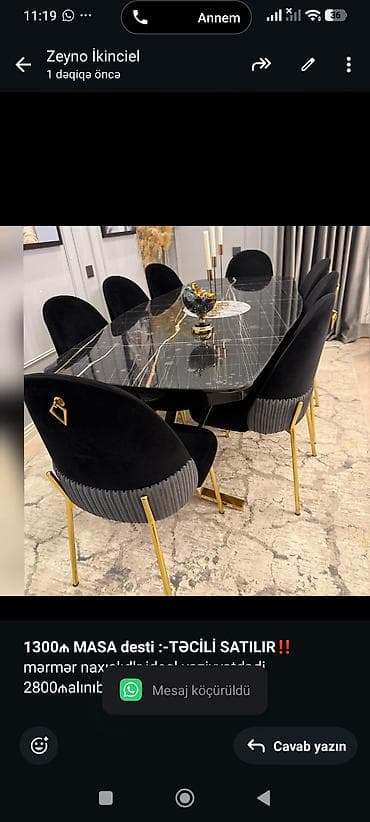 kohnə stul: *1300₼ MASA desti :-TƏCİLİ SATILIR‼️* mərmər naxışlıdlr ideal — 1
