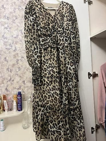 Leopard naxışlı qadın donu - Üslub: Uzun, qat-qat ətəkli