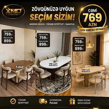 2 ci el seyf qapilar: MDF boyalı yemək masası və yumşaq stul dəstləri – zövqünüzə uyğun — 1