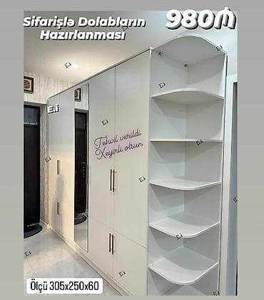 usaq skaflari: Sifarişlə hazırlanmış dolab – 980 AZN Ölçü: 305 x 250 x 60 — 1