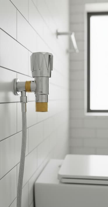 Mətbəx kranları: Xromla örtülmüş künc dayaq klapanı. Su axınına nəzarət etmək üçün — 1