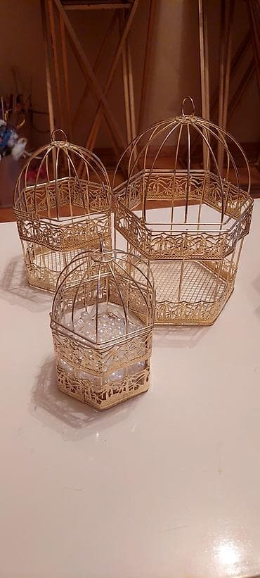 Сеточные витрины: Xonça aksesuarları - Qızılı metaldan hazırlanmış 3 ədəd açılan quş — 1