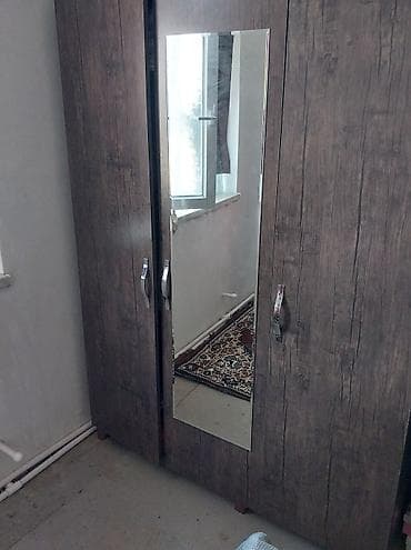 Üç qapılı paltar şkafı – güzgülü, tünd ağac teksturalı - Material