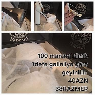 Sabo: Versace üslubunda qadın platforma tufliləri - Rəng: ağ - Model: qalın — 1