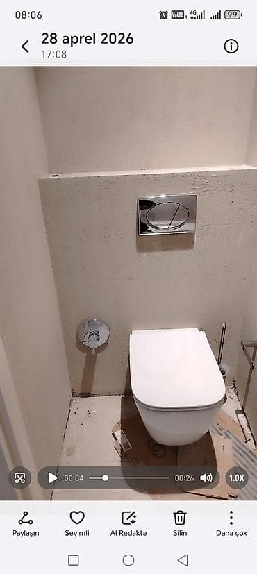 santexnik işi: Hamam/tualet santexnika quraşdırılması xidməti Təklif edilən işlər: - — 1