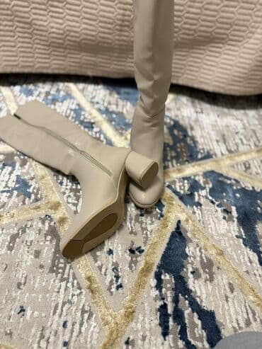 женские леггинсы со вставками: Ботфорты, Размер: 40, цвет - Бежевый, Новый — 4