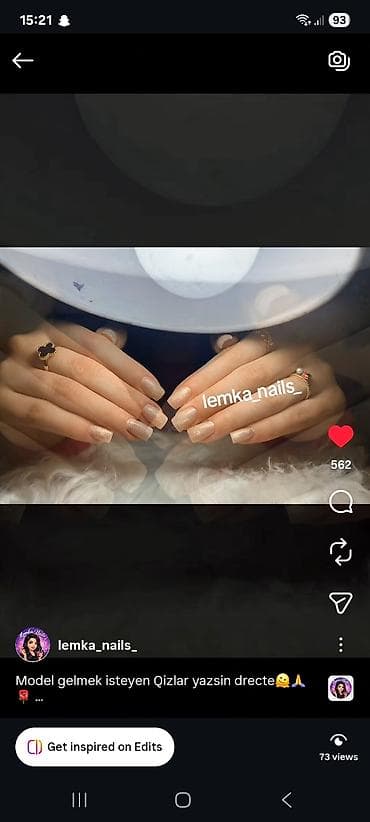 Xidmət: oz dirnaqina gellak Peşəkar dırnaq xidməti – gel manikür və