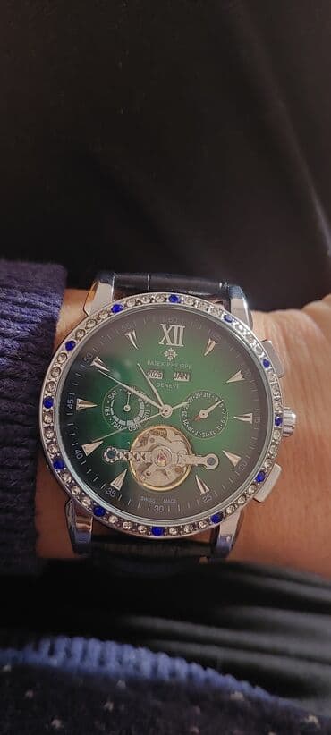 gumus saatlar: İşlənmiş, Qol saatı, Patek Phillipe, rəng - Yaşıl — 2