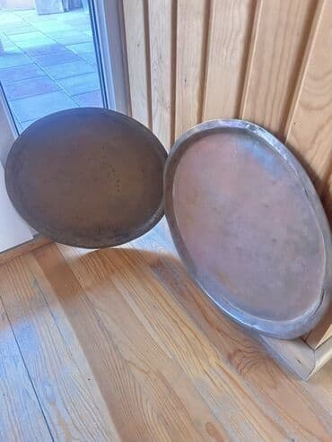 Mis qabdan düzəldilmiş 2 ədəd böyük mis sinilər Bürünc qədimi 100