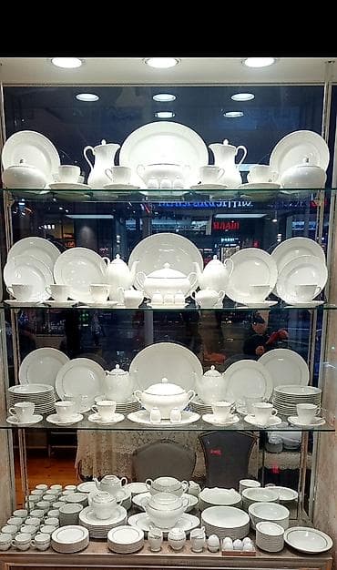 qab qacaq ecemi: Nahar dəsti, rəng - Ağ, Şüşə, 18 nəfərlik — 1