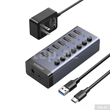 UGREEN 7 Port USB 3.0 Hub – fərdi açma/söndürmə düymələri və xarici — 1