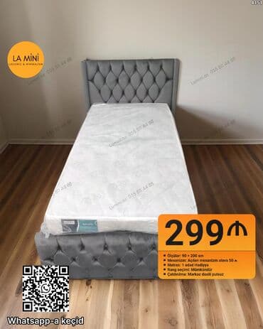 taxt bazası: Təknəfərlik çarpayı, Bazalı, Matras ilə, Siyirməsiz — 1