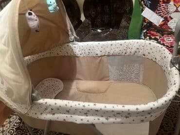 qidalandırmaq üçün uşaq stul yelləncək: Elektrikli beşik-sallanacaq beşik - Rəng: bej/kremlə ulduz naxışlı - — 4