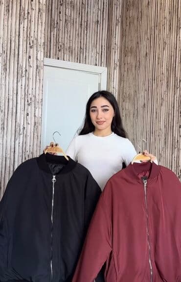 kişi dəri godəkcələr: Unisex bomber gödəkçə - Model: oversize bomber - Rənglər: qara - — 4