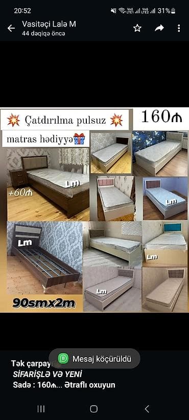 *Tək çarpayı*👑 _*SİFARİŞLƏ VƏ YENİ*_ *Sadə : 160₼*